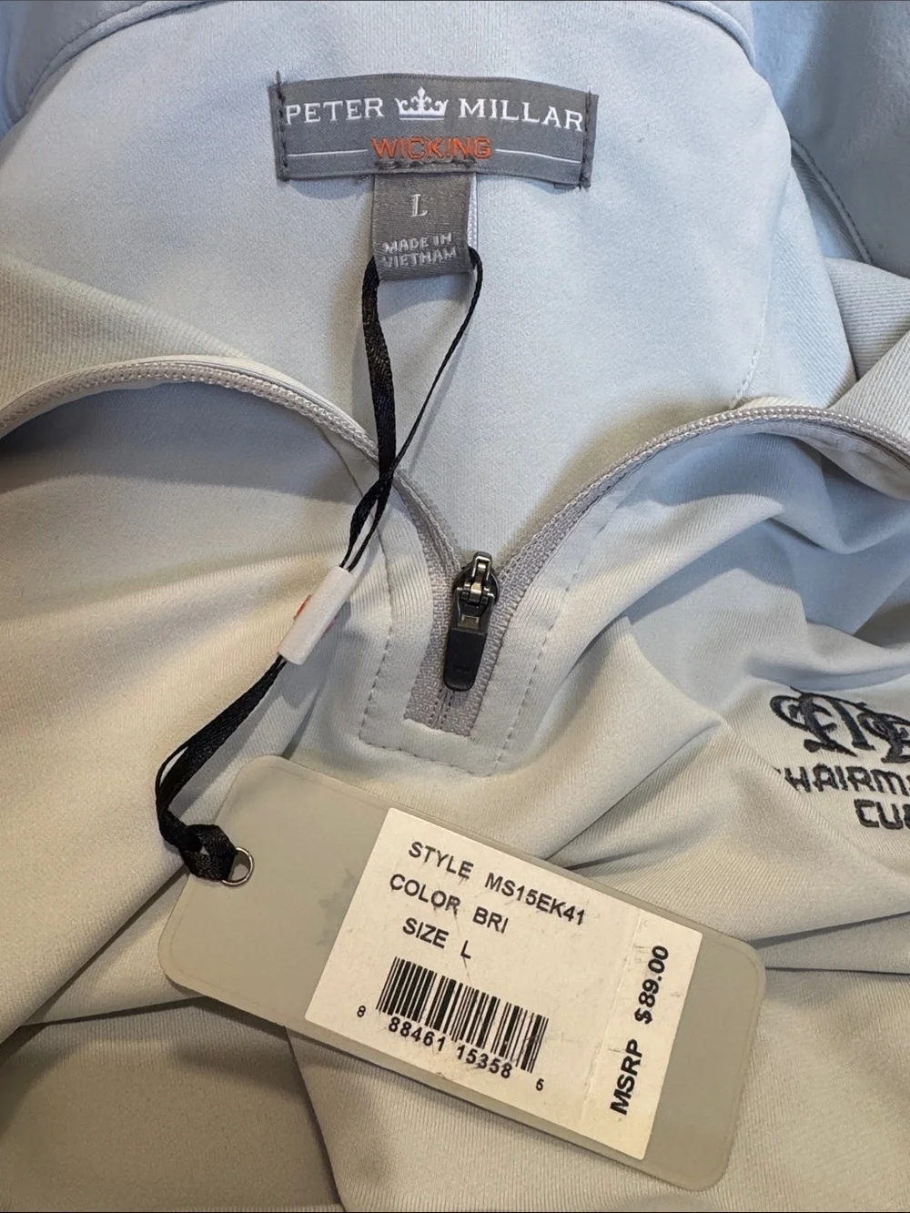 Peter Millar Pale Blue Sleeveless Quarter-Zip Polo Vest #563